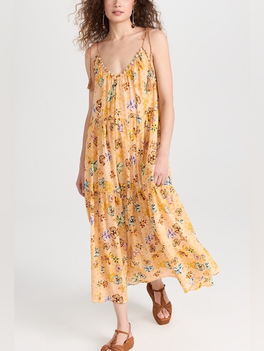 NWOT Ulla Johnson Fortuna Sleeveless Floral Maxi Dress in Peach